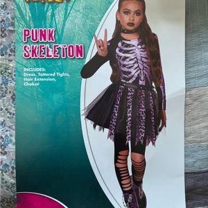 Pink skeleton with leather jacket